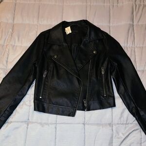 Women's Black Faux Leather Jacket